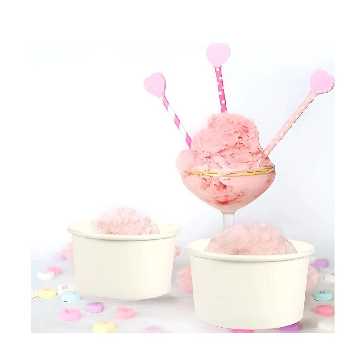 100 Vasos Polipapel Helado Vasos Pote Helado Desechables 4oz Blanco / Pote Helados 4oz-3
