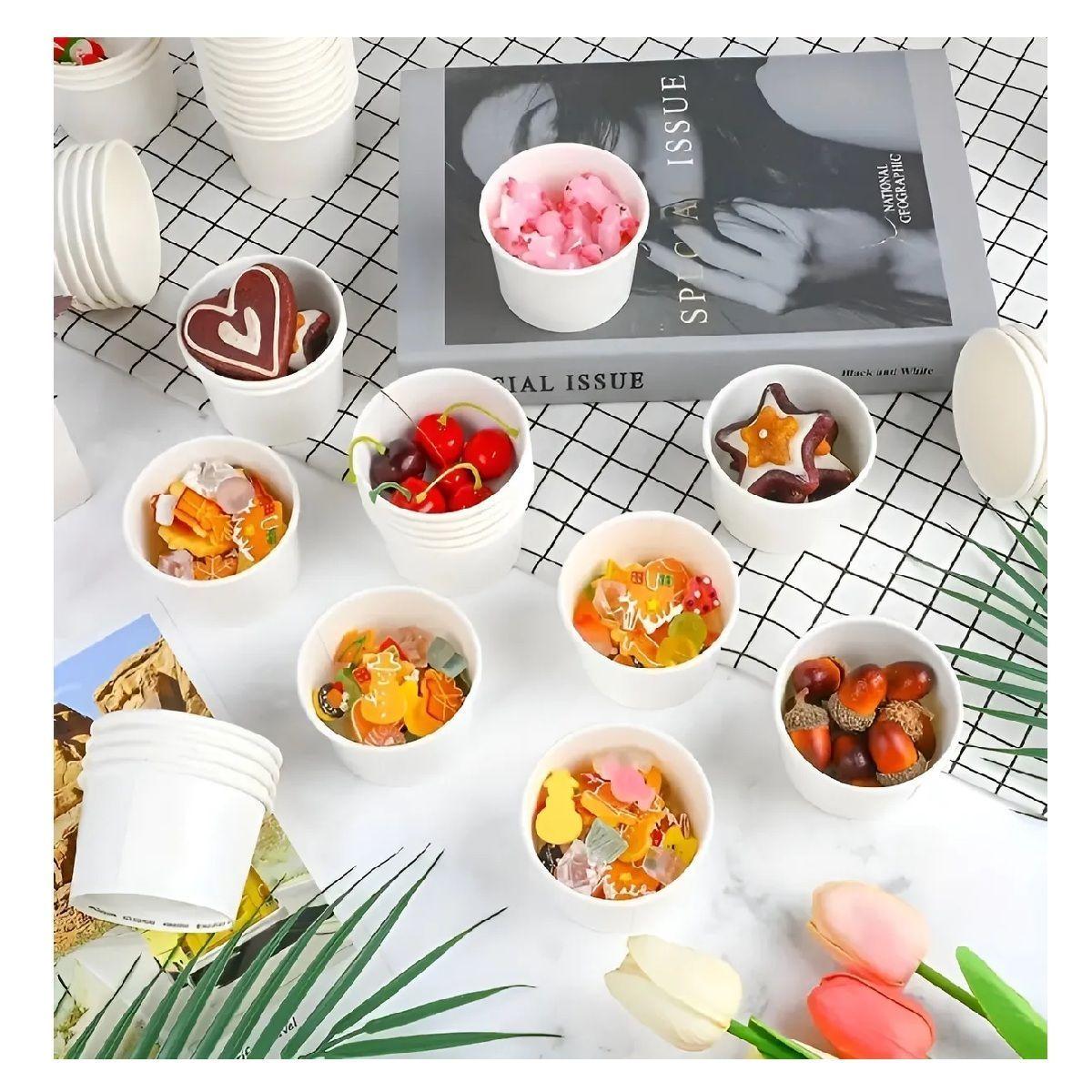 100 Vasos Polipapel Helado Vasos Pote Helado Desechables 4oz Blanco / Pote Helados 4oz-6