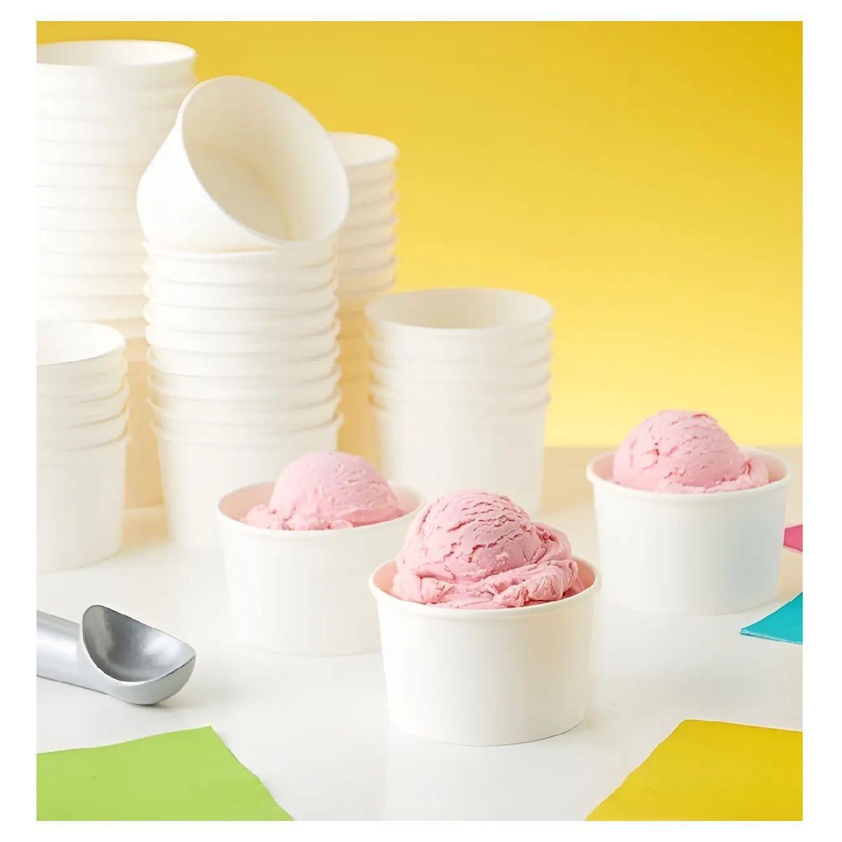 100 Vasos Polipapel Helado Vasos Pote Helado Desechables 4oz Blanco / Pote Helados 4oz-7