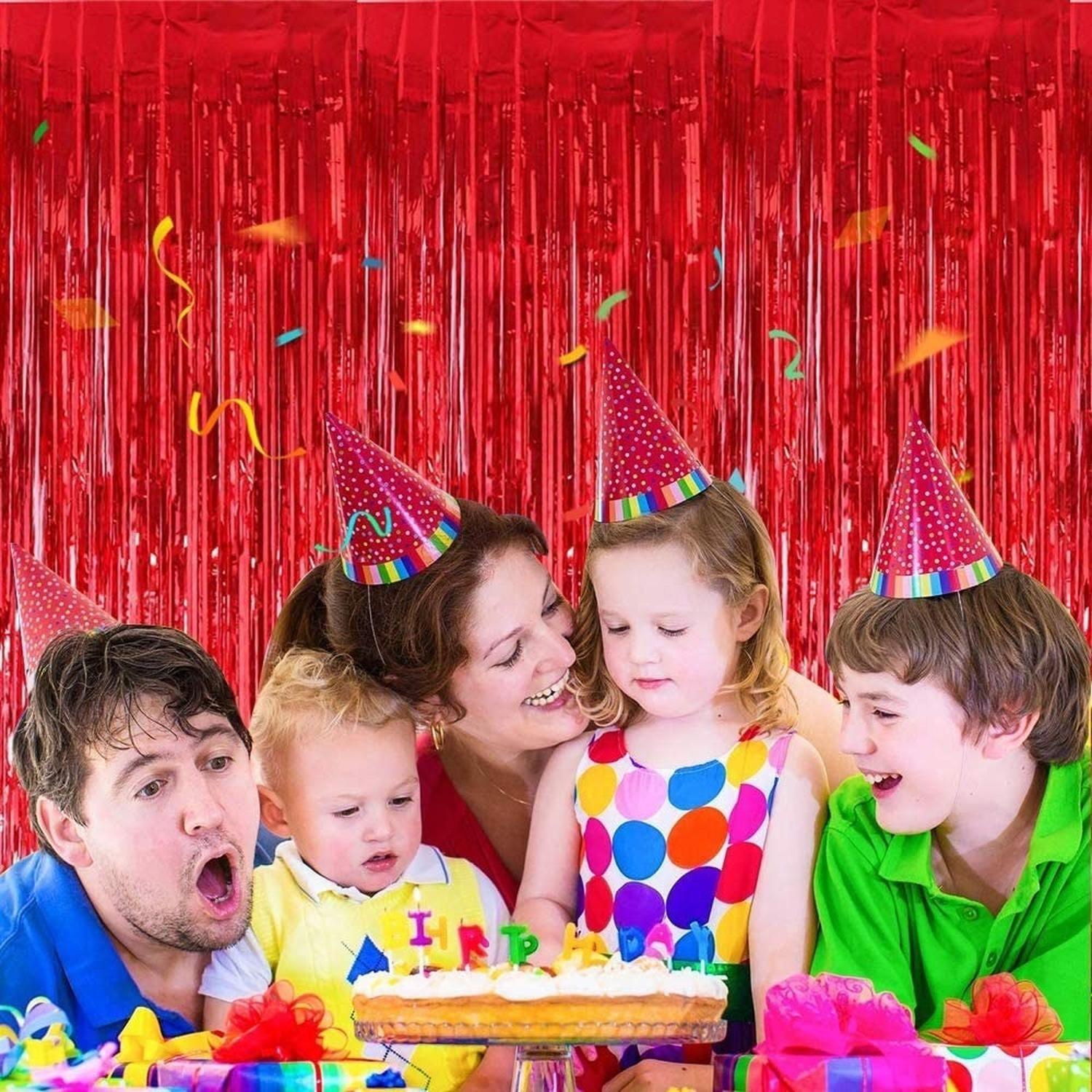 X2 Cortina Guirnalda Cumpleaños Guirnalda Cumpleaños Rojo 2m Rojo Cortina De Cumpleaños-4