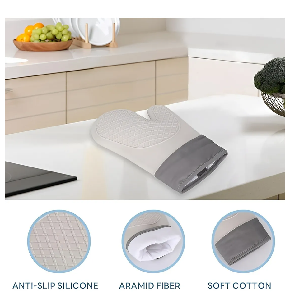 Pack X2 Guantes Silicona Para Horno Toma Olla Guante Cocina-5