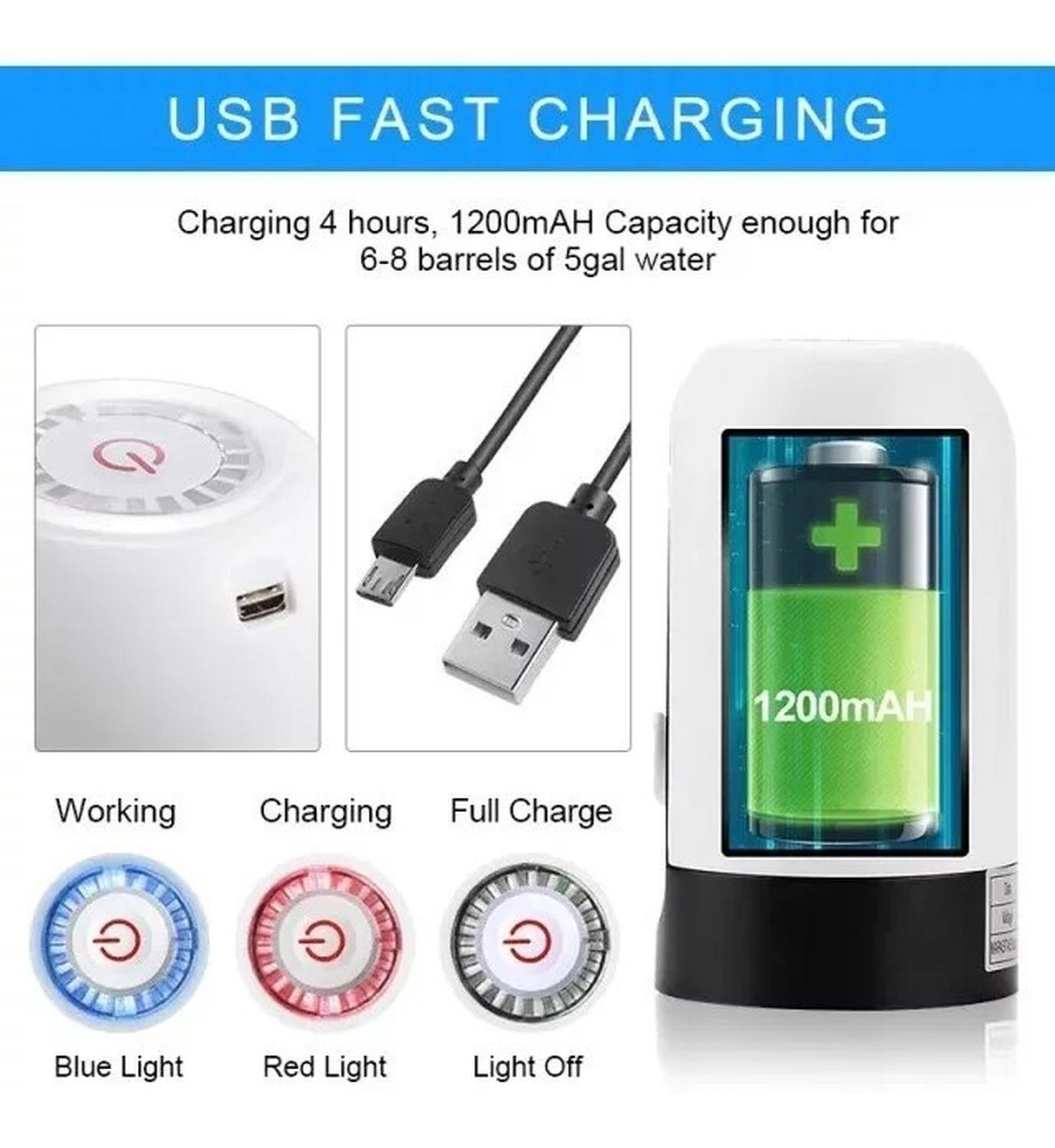Bomba Dispensador Usb Agua Electrónico Recargable Botellón-5