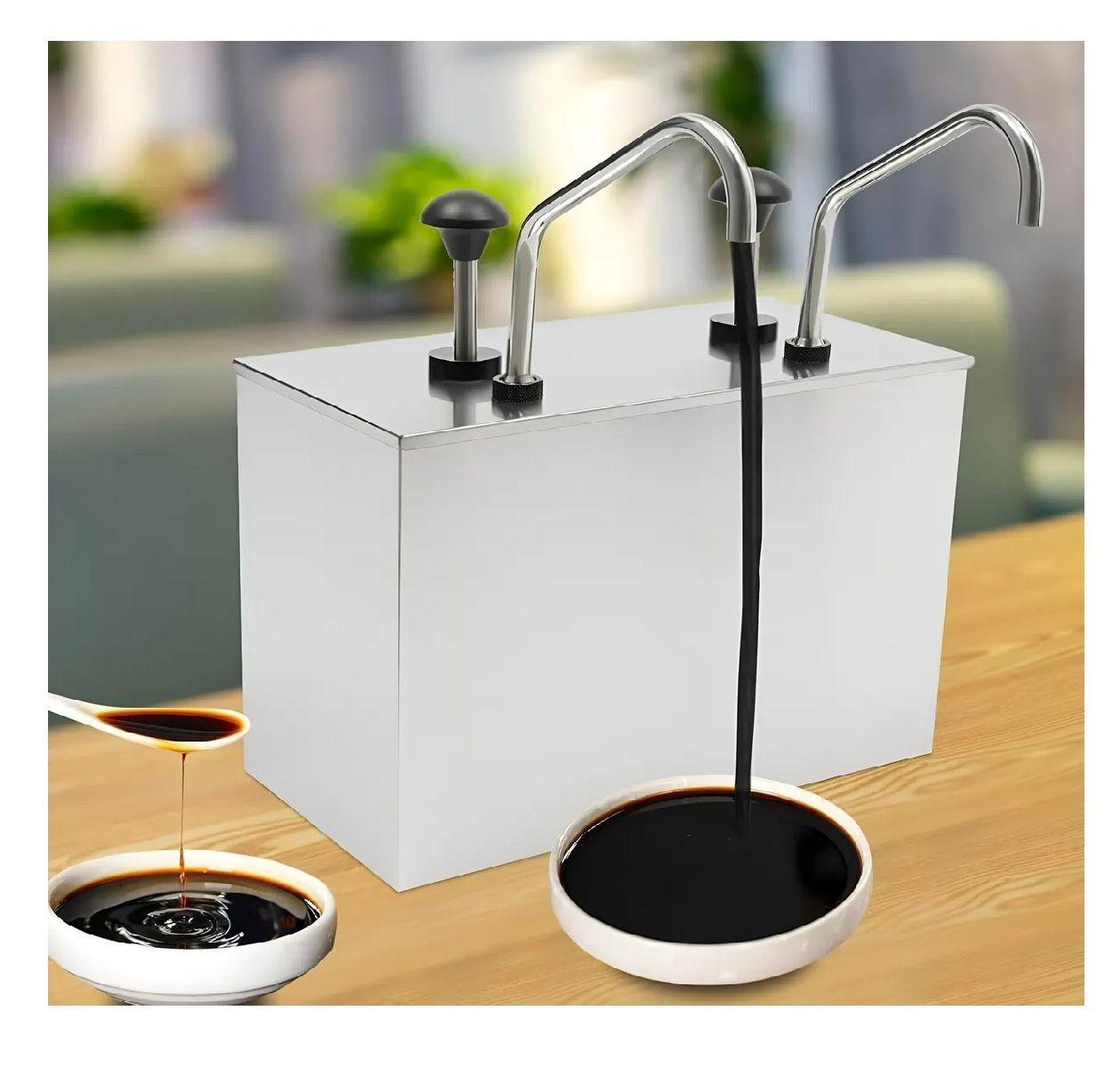 Dispensador De Salsa Comercial Dispensador Salsa Doble 4l Dosificador Acero Inoxidable Condimentos-6