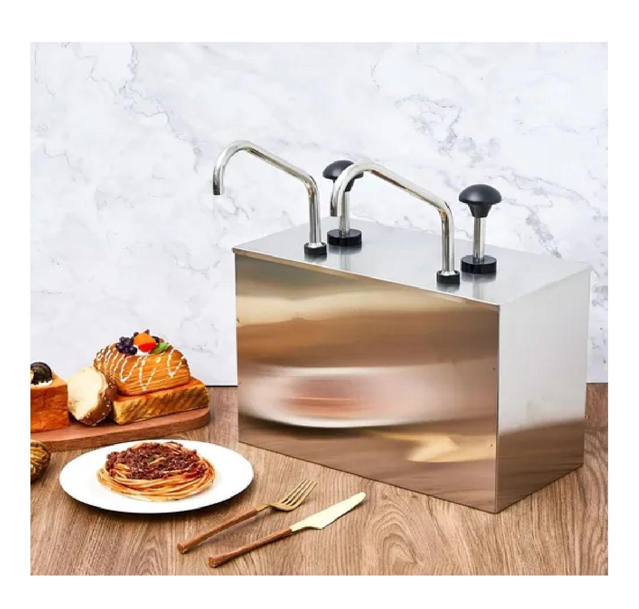 Dispensador De Salsa Comercial Dispensador Salsa Doble 4l Dosificador Acero Inoxidable Condimentos-7