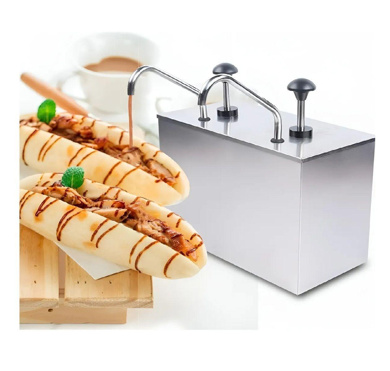 Dispensador De Salsa Comercial Dispensador Salsa Doble 4l Dosificador Acero Inoxidable Condimentos-3