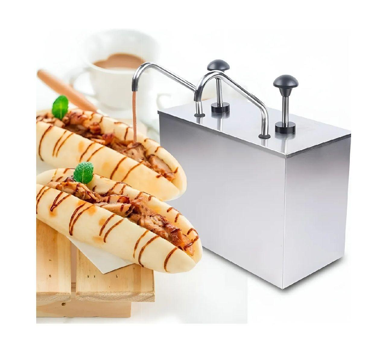 Dispensador De Salsa Comercial Dispensador Salsa Doble 4l Dosificador Acero Inoxidable Condimentos-5