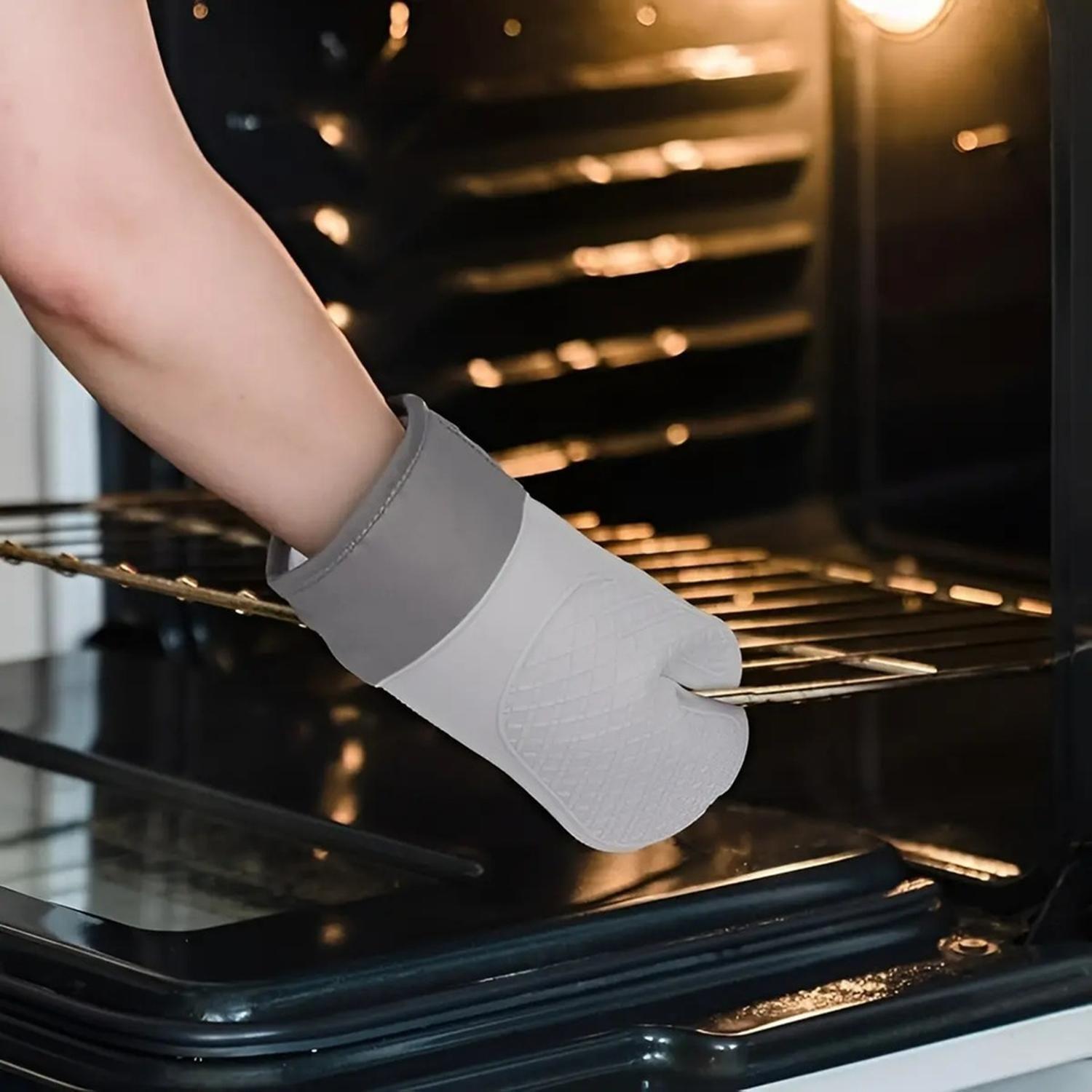 X2 Guante Silicona Para Horno Toma Olla Guantes Cocina 27 Cm Protector De Silicona Agarradera-1