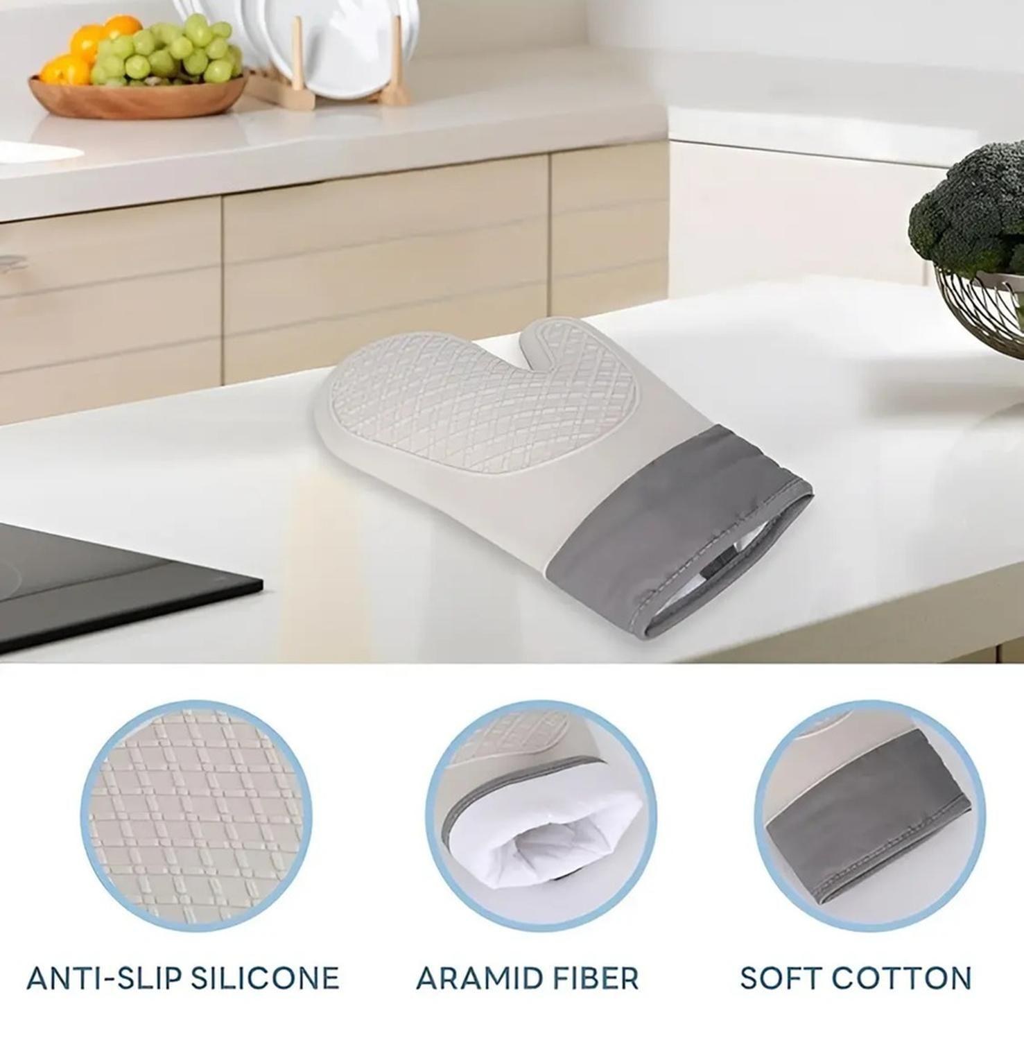 X2 Guante Silicona Para Horno Toma Olla Guantes Cocina 27 Cm Protector De Silicona Agarradera-3