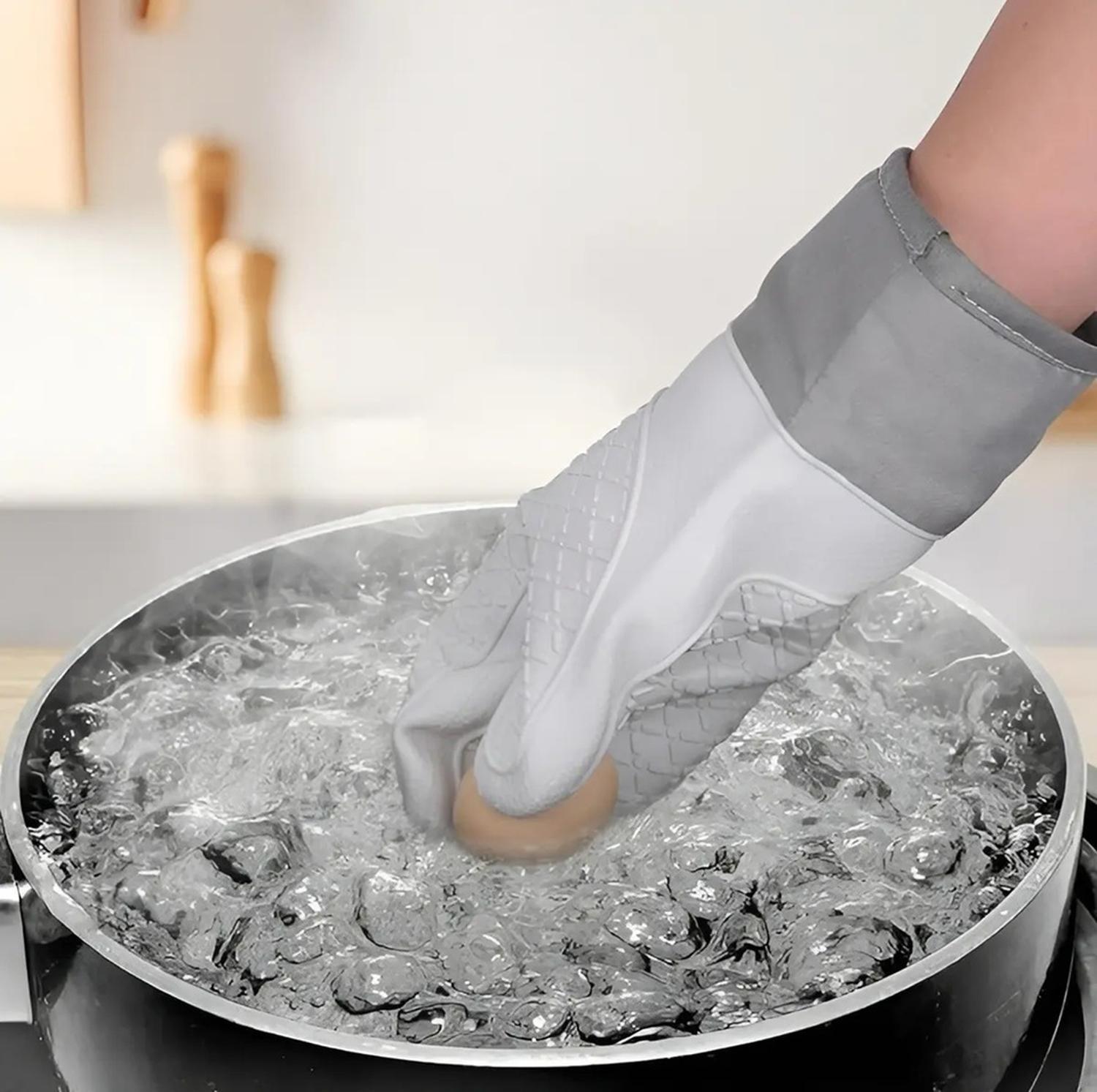 X2 Guante Silicona Para Horno Toma Olla Guantes Cocina 27 Cm Protector De Silicona Agarradera-5