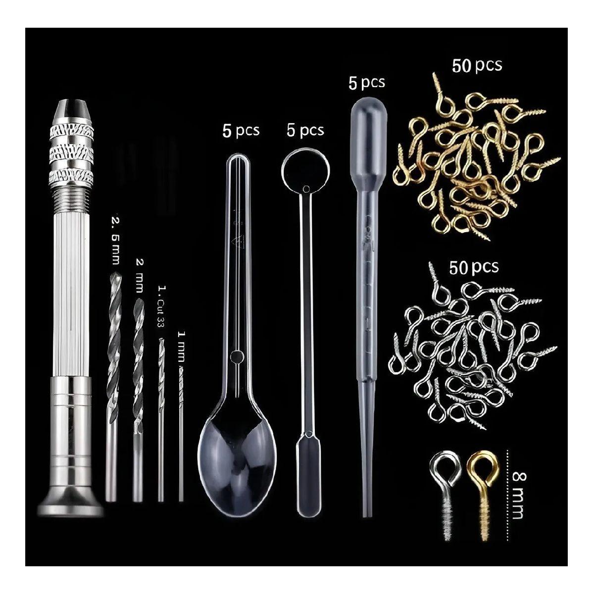 Kit Resina Moldes De Resina Epoxica Artesanias Aros 85pcs-4