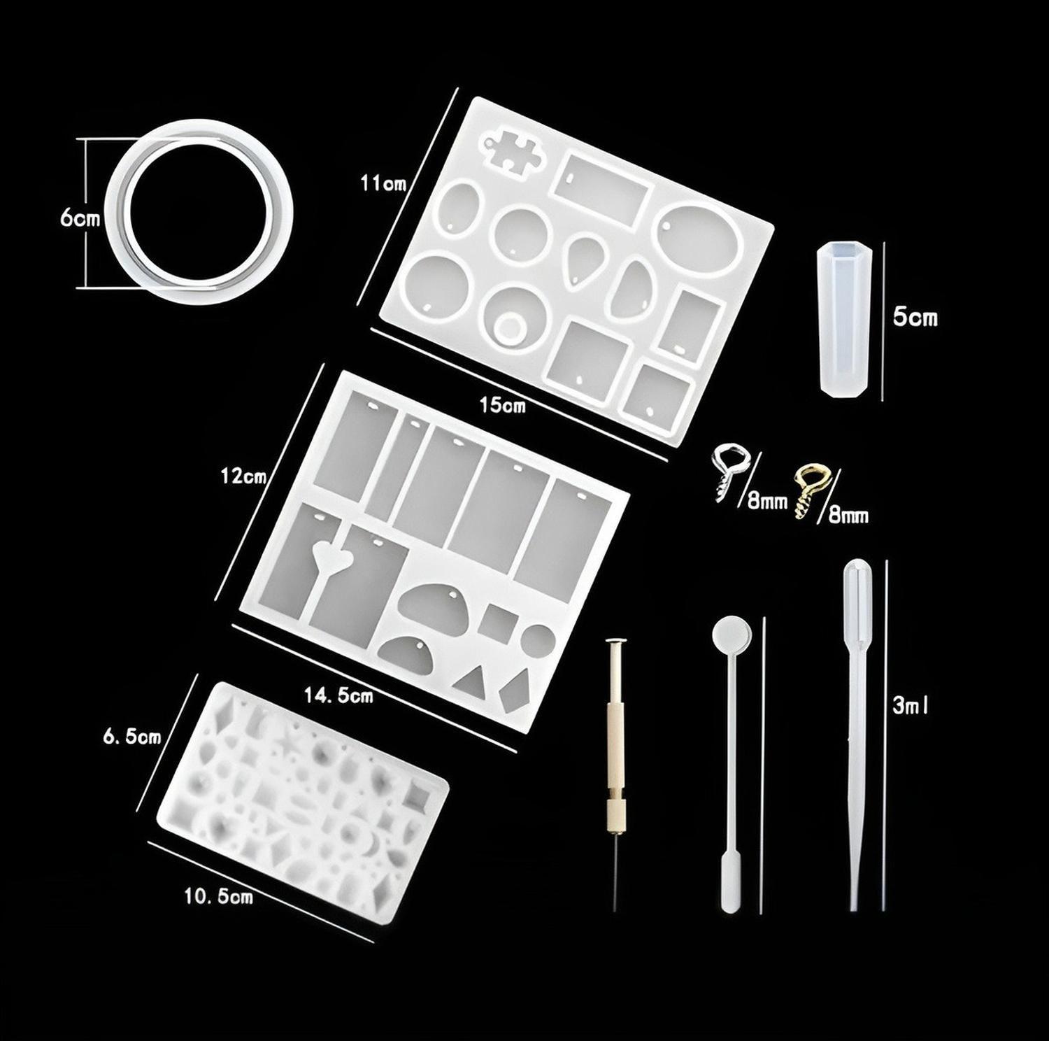 Kit Resina Moldes De Resina Epoxica Artesanias Aros 85pcs-4