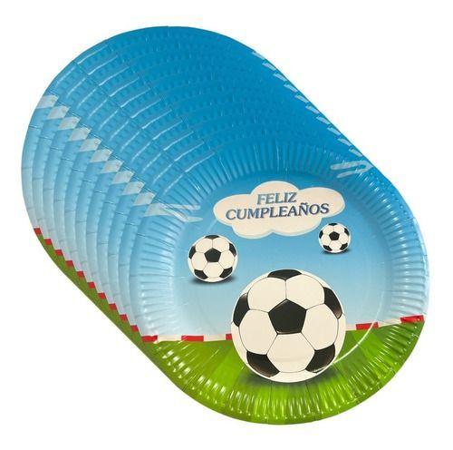 Pack 10 Platos Desechables Decoración Cumpleaños Futbol 23cm 2607-0