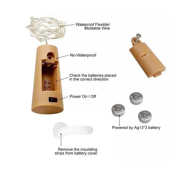 2 Luces Hada Luces Corcho Hada Alambre Luces Led Decorativas-3