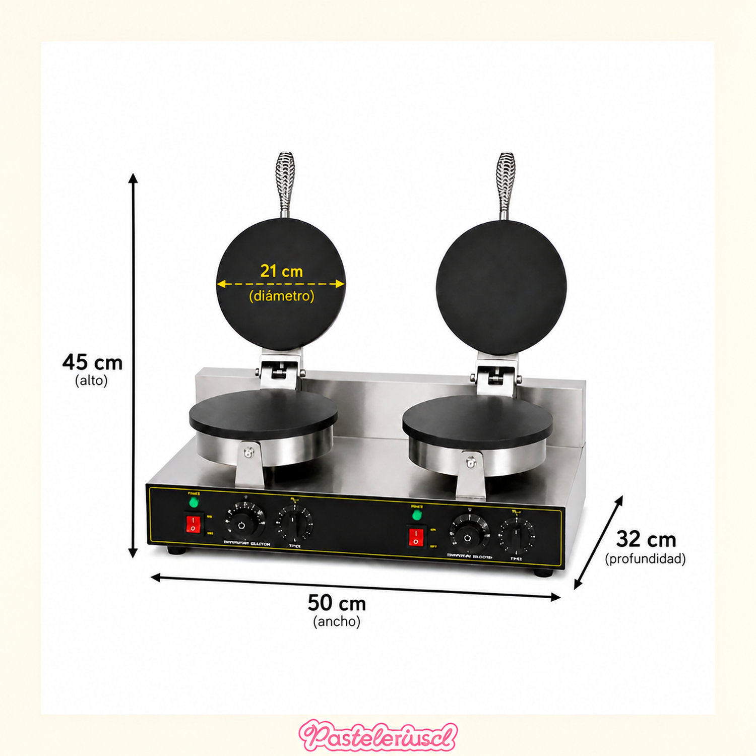 Máquina de cono de helado doble waffles cuchuflís 2.4W wafleras de rollo cuchuflís-2