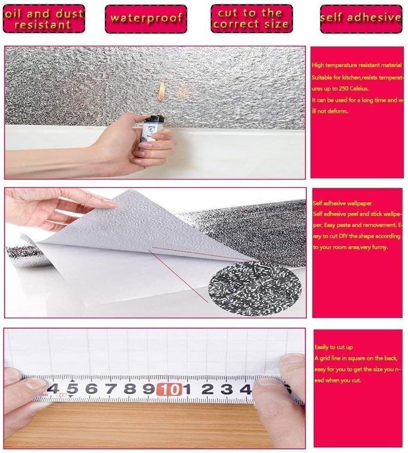 Papel Aluminio Autoadhesivo Papel Mural Cocina Laminas 3mts-4