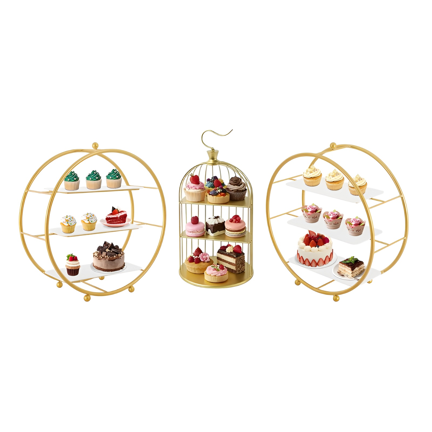 Set 3 Porta Cupcakes Bases Para Tortas Alzadores Candy Bar-0