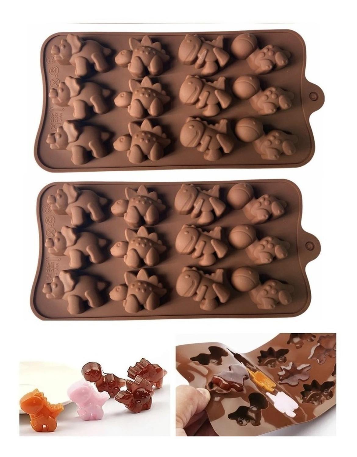 Pack X2 Moldes De Chocolate Dino Molde Chocolate Dinosaurio Marrón-0