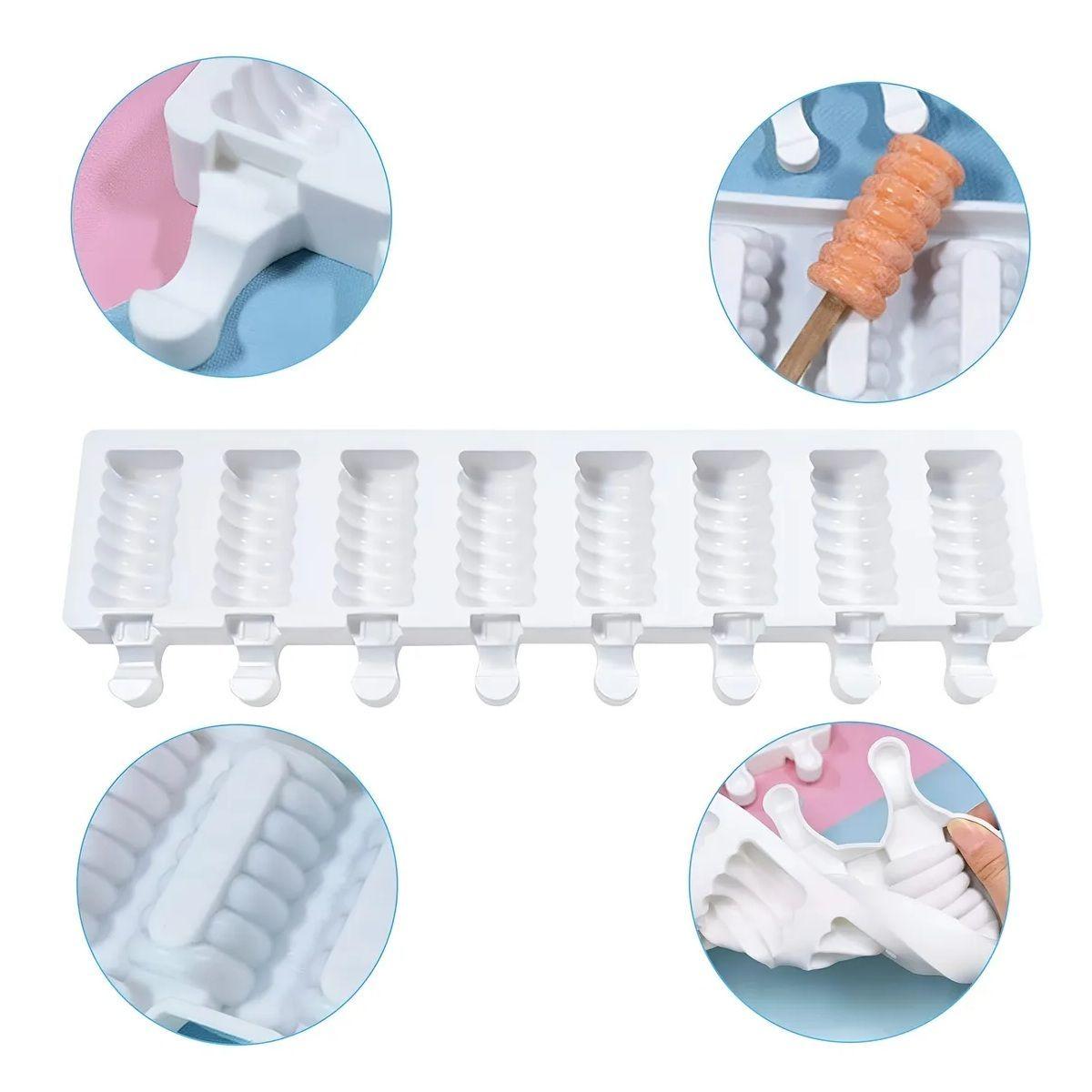 2 Molde Helados Molde Helado Silicona Moldes Paletas Espiral Blanco-3