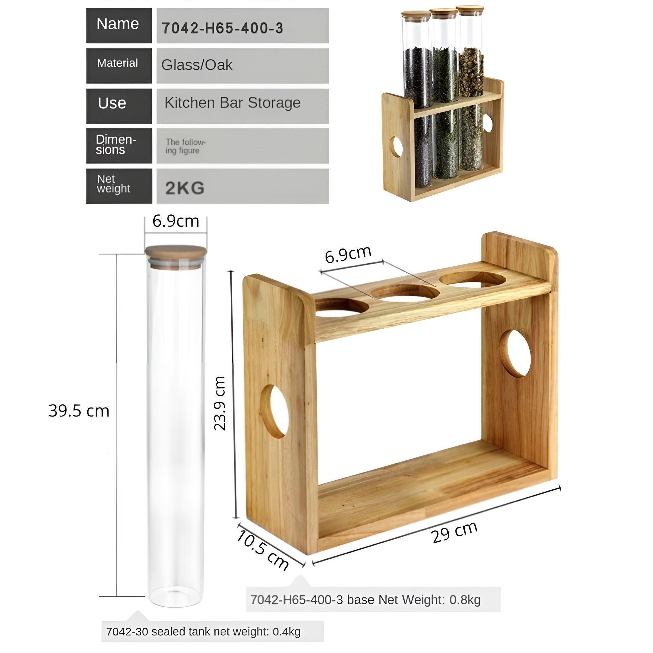 Pack X2 Organizador Condimentos Especieros Cocina Porta Condimento 3pc Especiero Madera Condimentero-2