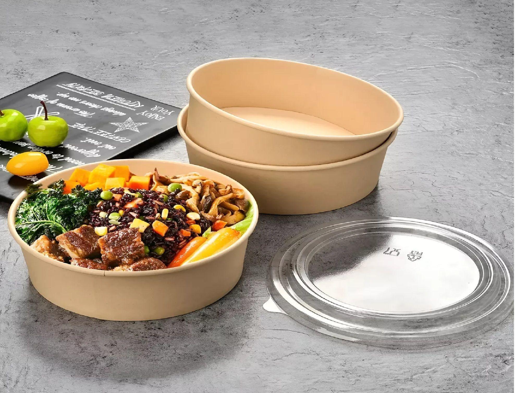 200 Bowls Plastico Bowl Con Tapa Bowl Envases 1300cc-4