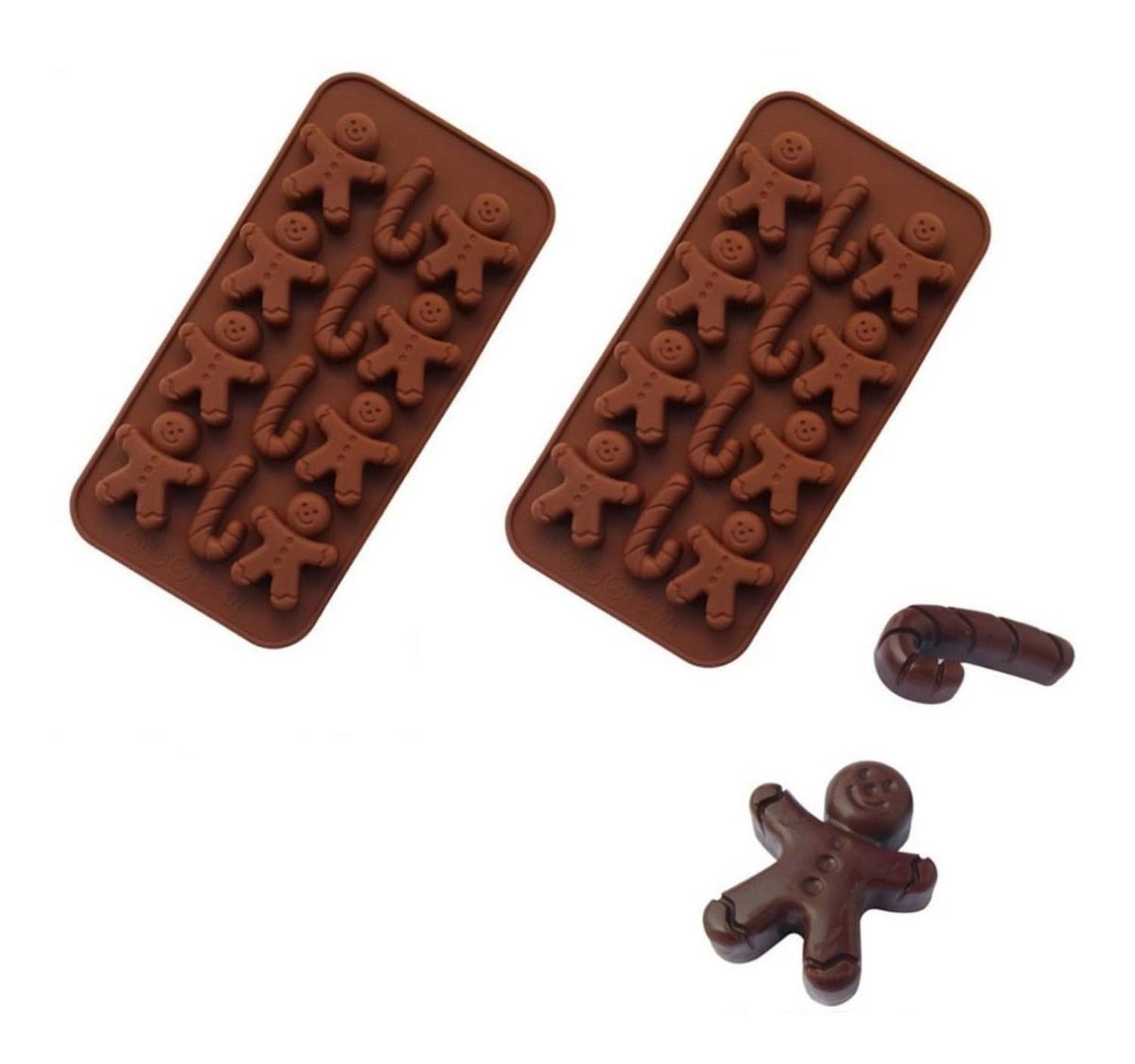 2 Molde De Chocolate Molde De Silicona Molde Galleta Navidad Marrón-0