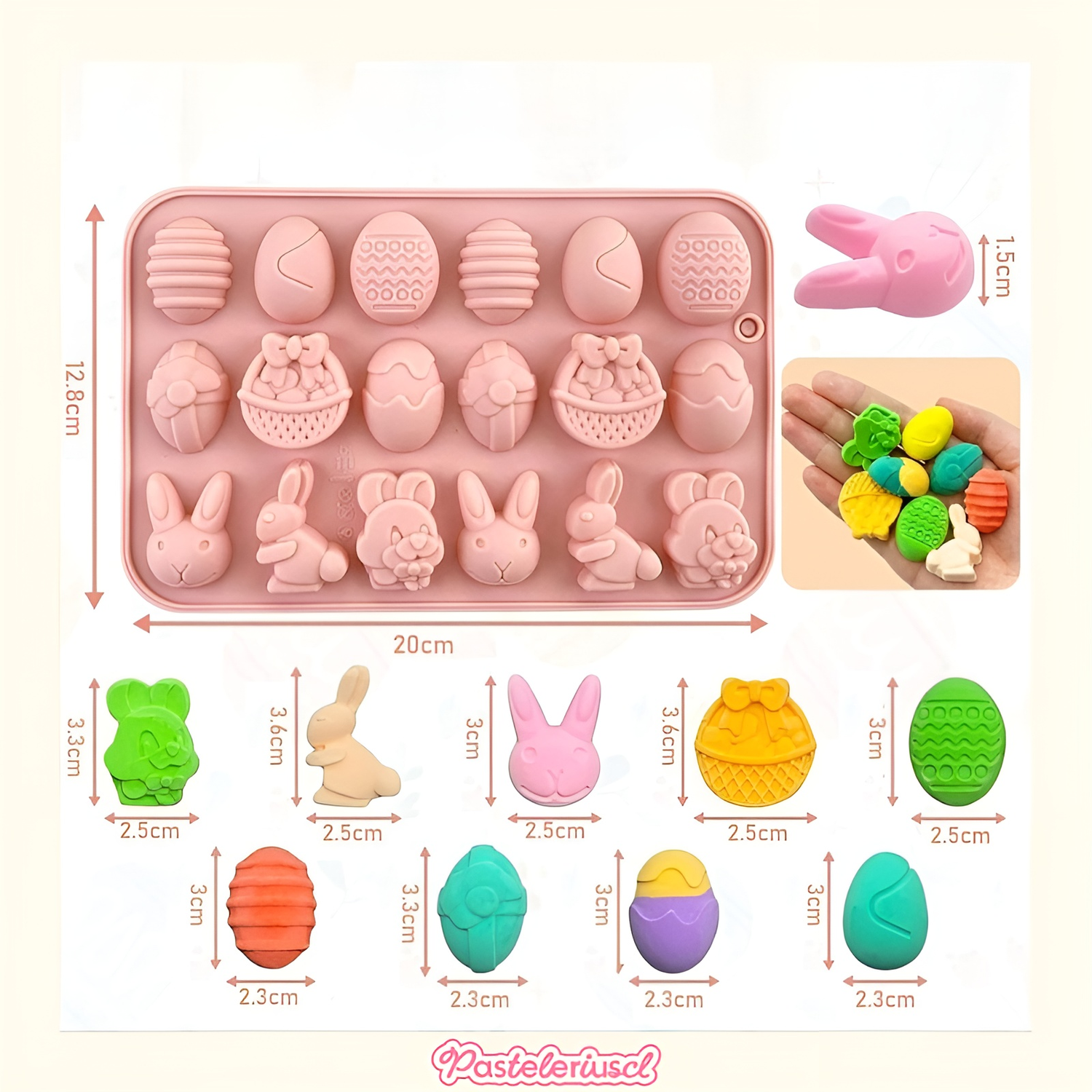Pack X4 moldes de silicona Pascua 18cav Moldes De Chocolate Conejito-2