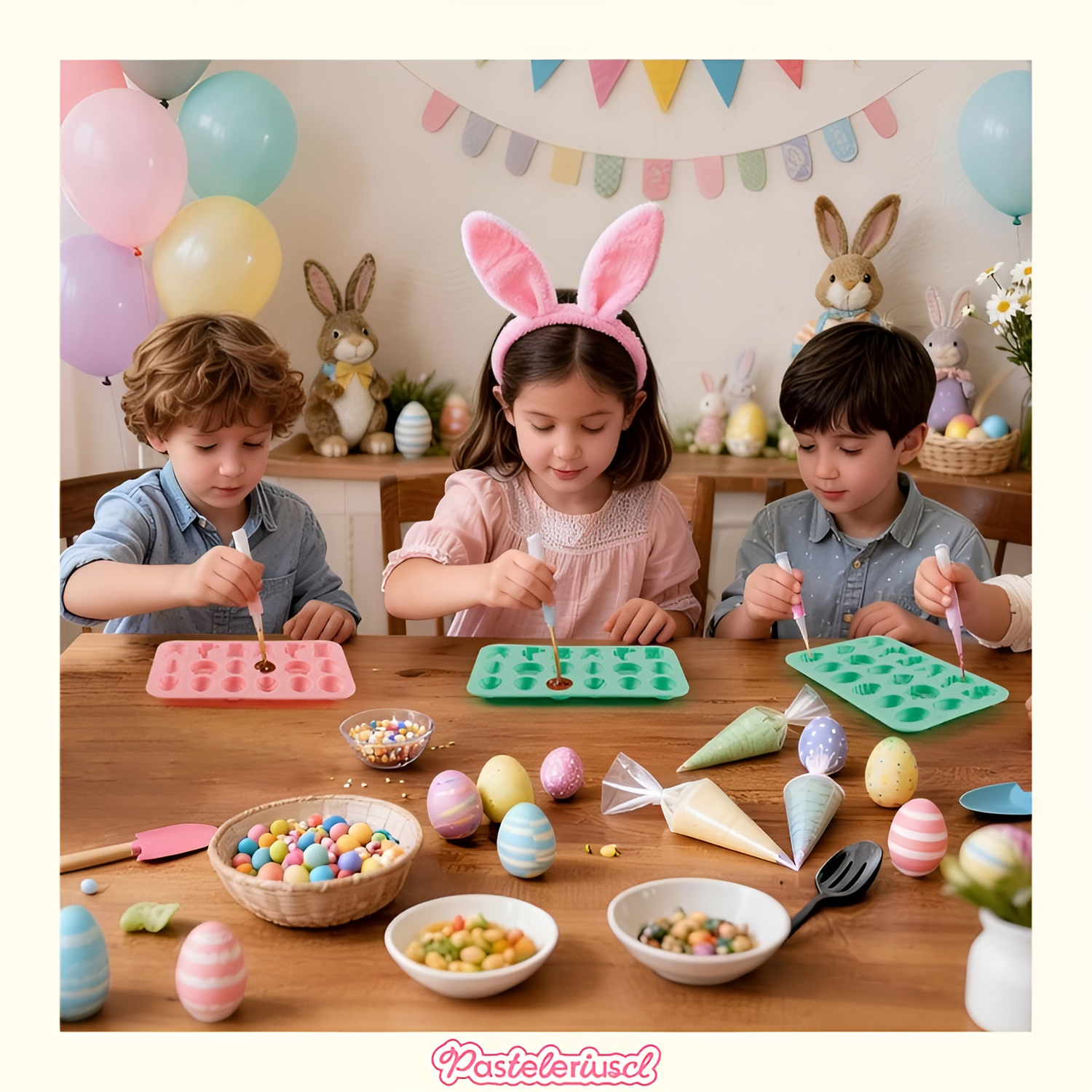 Pack X4 moldes de silicona Pascua 18cav Moldes De Chocolate Conejito-3