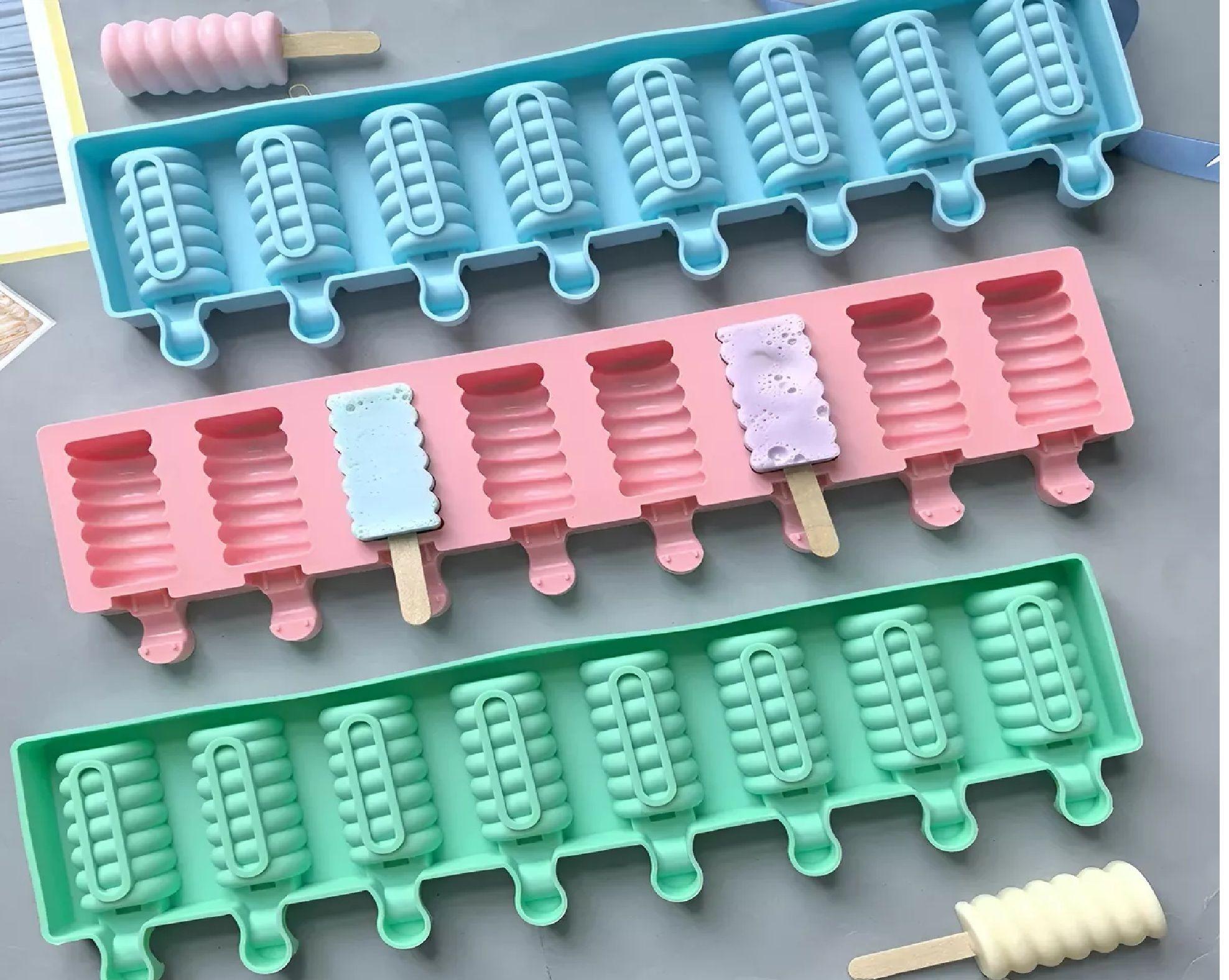 2 Molde Helados Molde Helado Silicona Moldes Paletas Espiral 8 cav-5