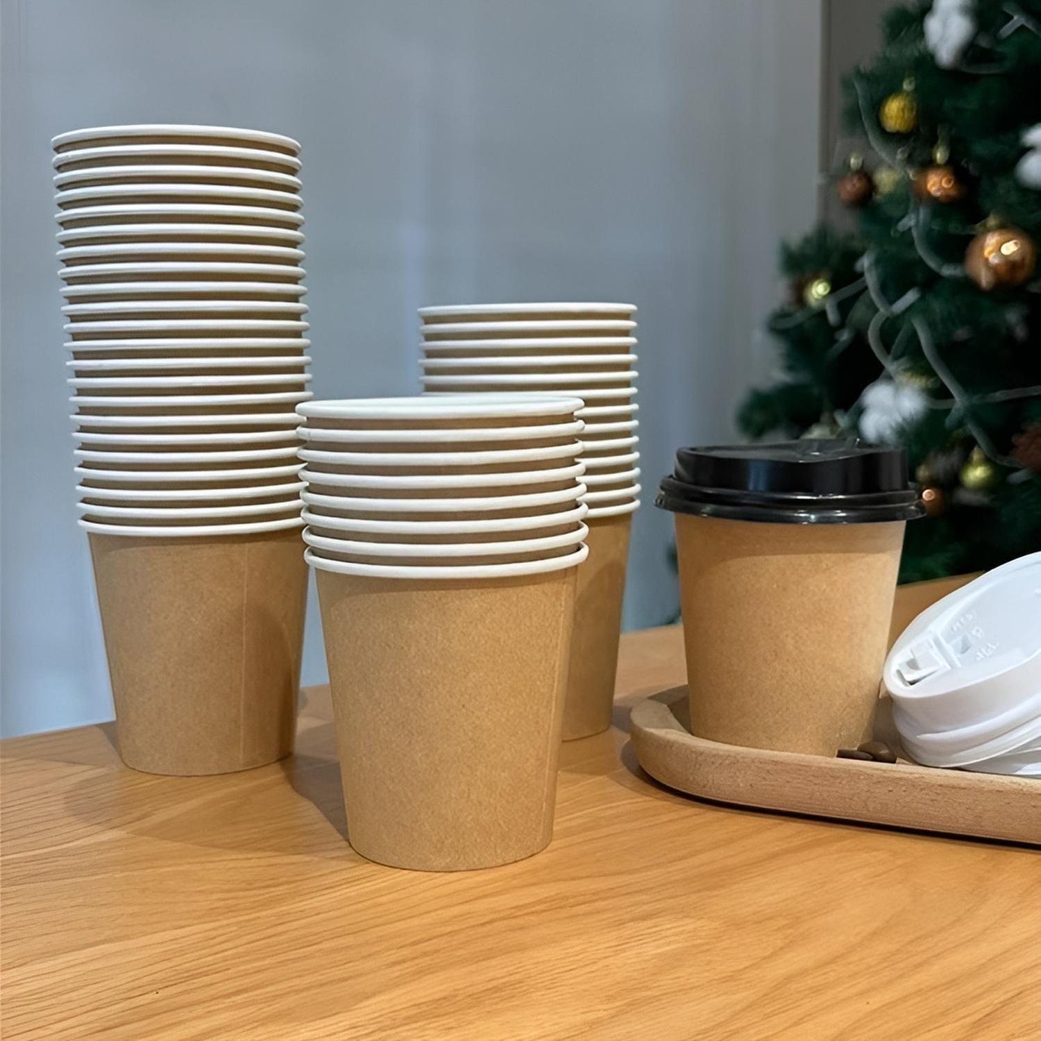 Vasos Para Cafe Vaso Kraft Vaso polipapel liso C/tapa 8oz-5