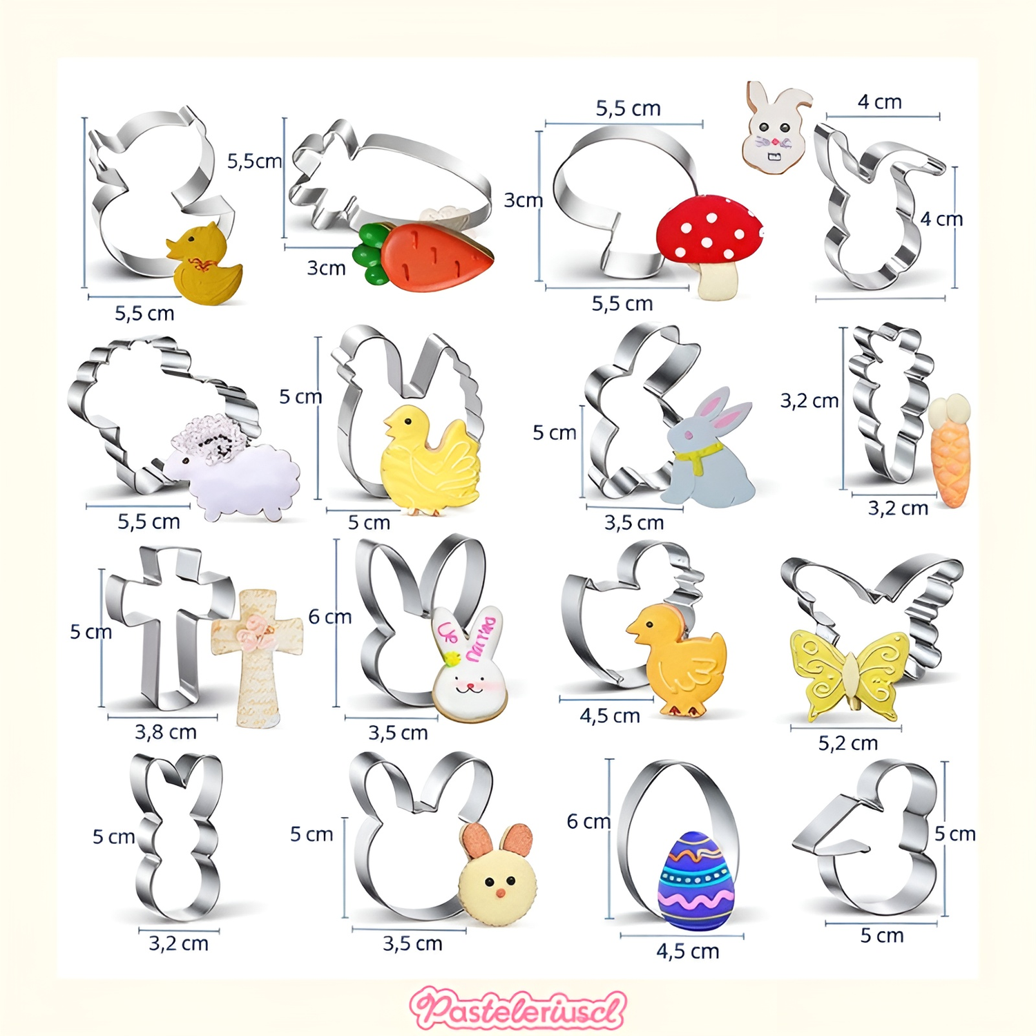 Set 16 Cortador De Galletas De Pascua moldes para galletas Kit para hornear accesorios de pastelería-2