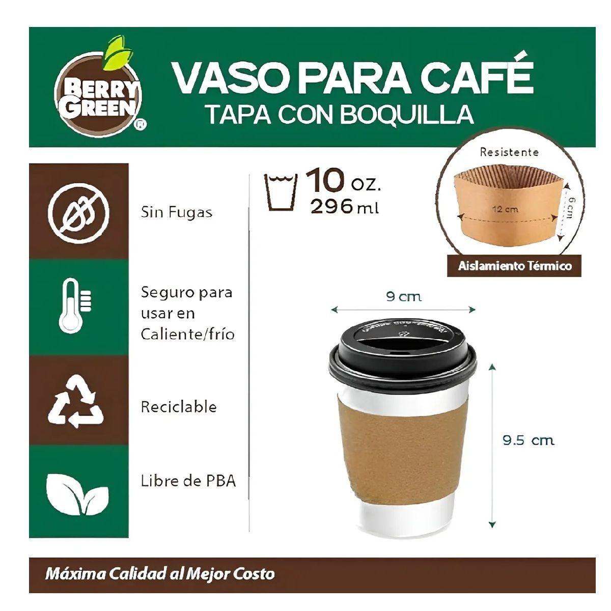 200 Vasos Para Cafe Vasos Polipapel C/tapa manga 10oz 296ml -2