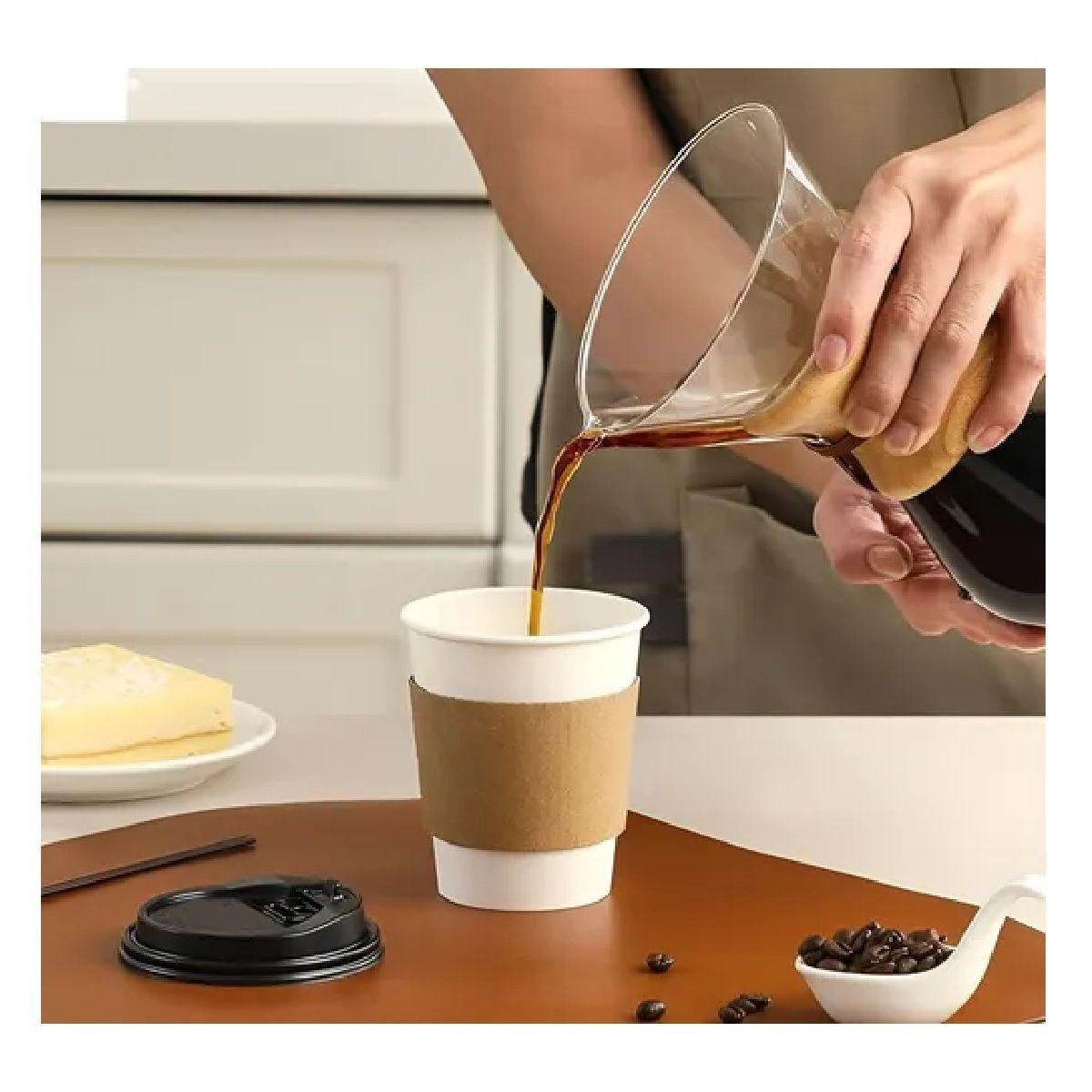 200 Vasos Para Cafe Vasos Polipapel C/tapa manga 10oz 296ml -3