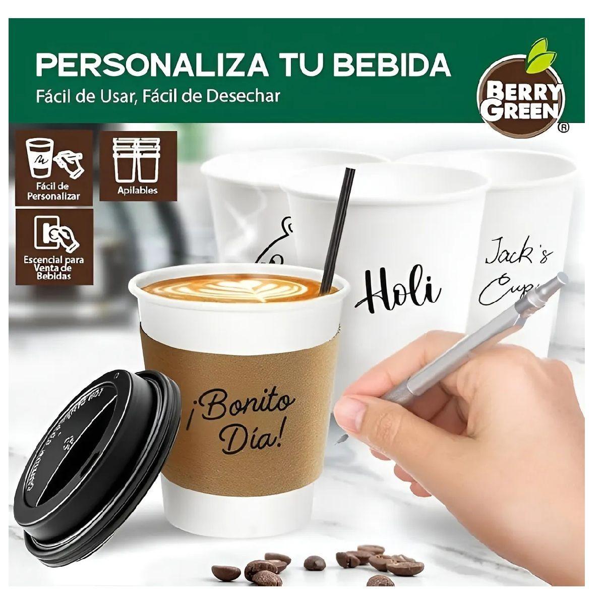 200 Vasos Para Cafe Vasos Polipapel C/tapa manga 10oz 296ml -5