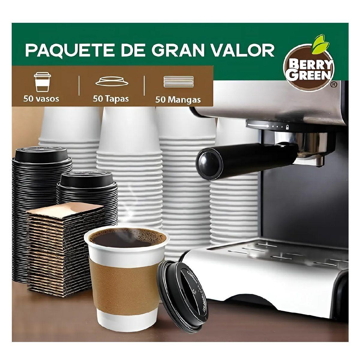 200 Vasos Para Cafe Vasos Polipapel C/tapa manga 10oz 296ml -6