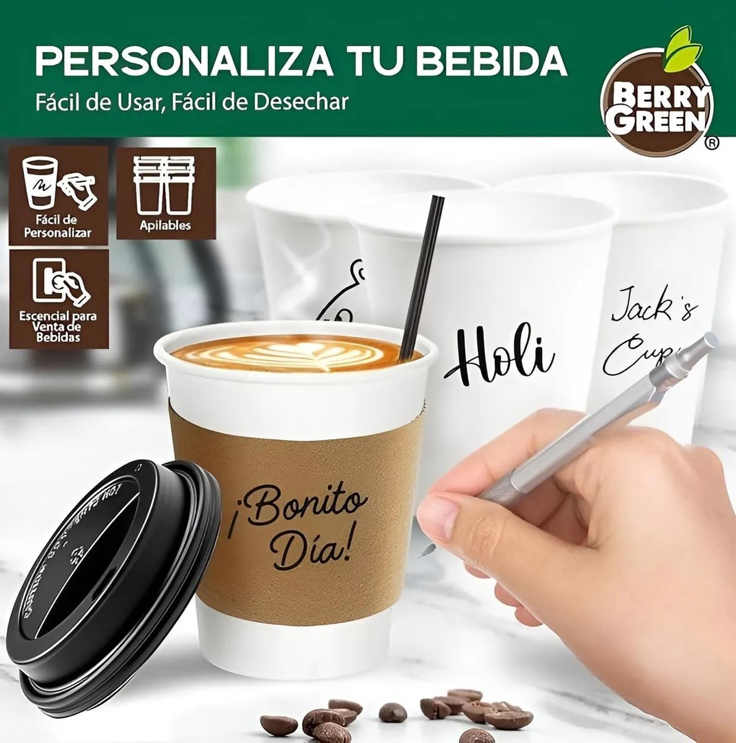 200 Vasos Para Cafe Vasos Polipapel C/tapa Manga 10oz 296ml Vasos Desechables Café Vasos Para Cafe D-3