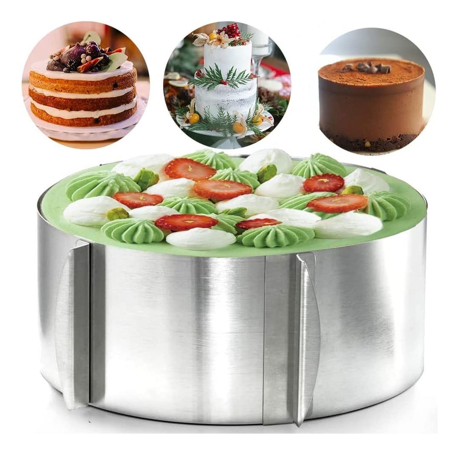 X4 Molde De Torta Molde Para Torta Anillo Redondo Ajustable Gris-4