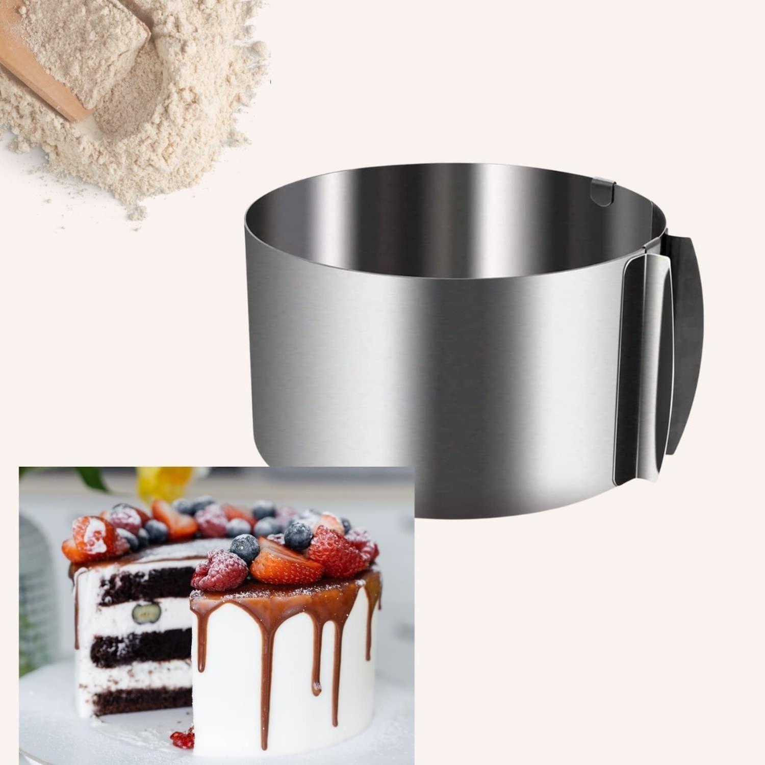 X4 Molde De Torta Molde Para Torta Anillo Redondo Ajustable Gris-5