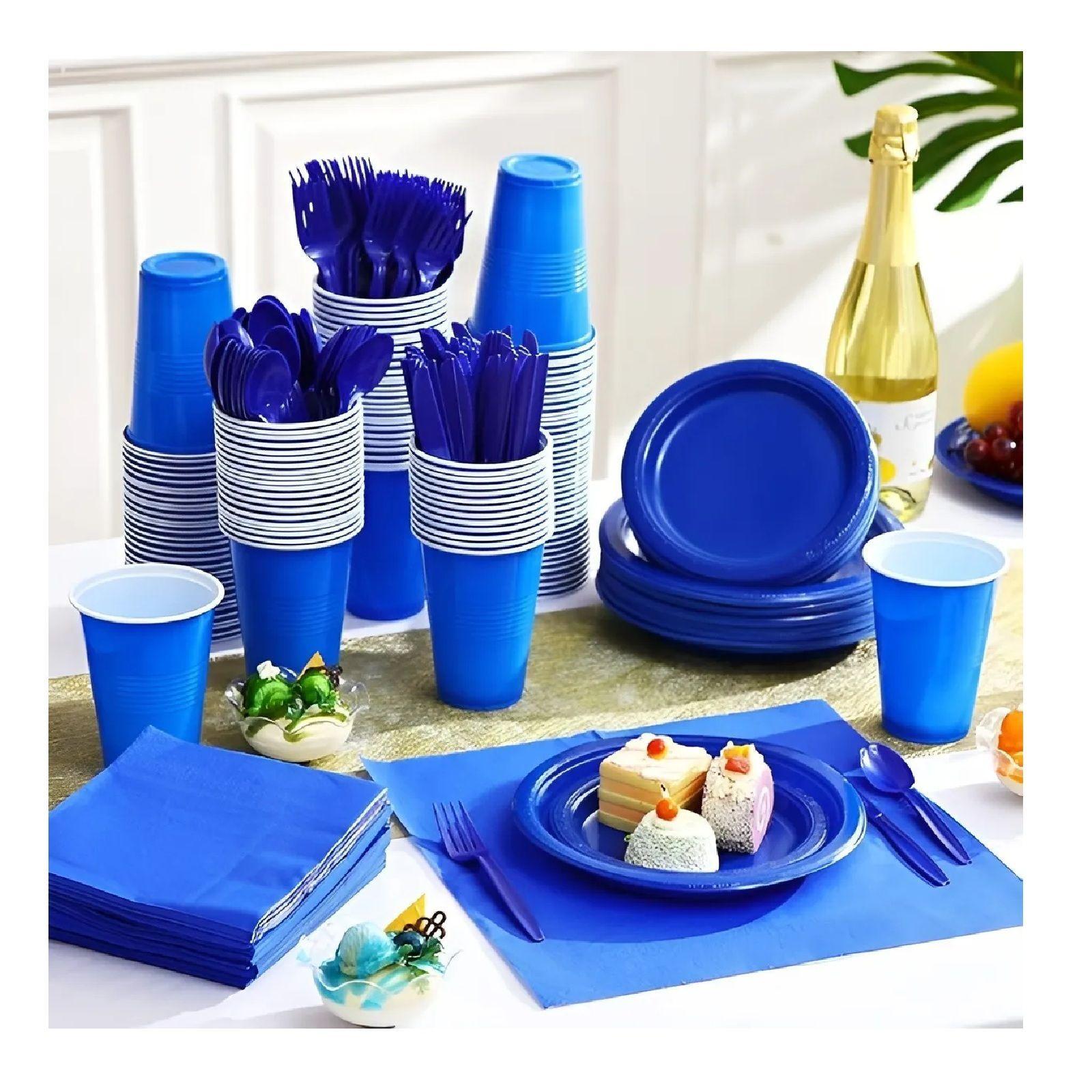 Set Cumpleaños Vasos Servilletas Platos Desechables 20 P/p azul -2