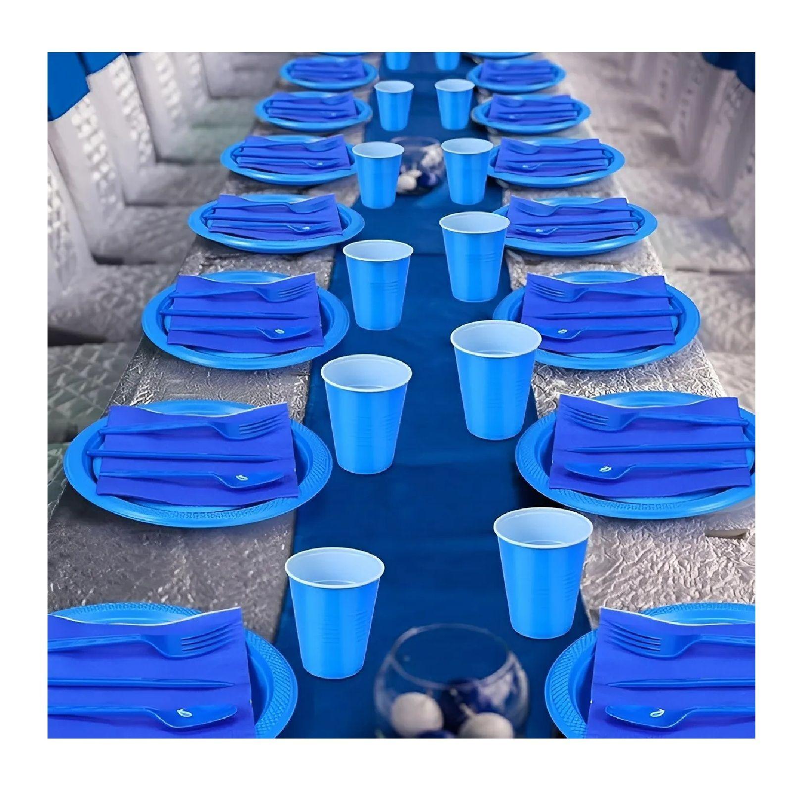 Set Cumpleaños Vasos Servilletas Platos Desechables 20 P/p azul -3