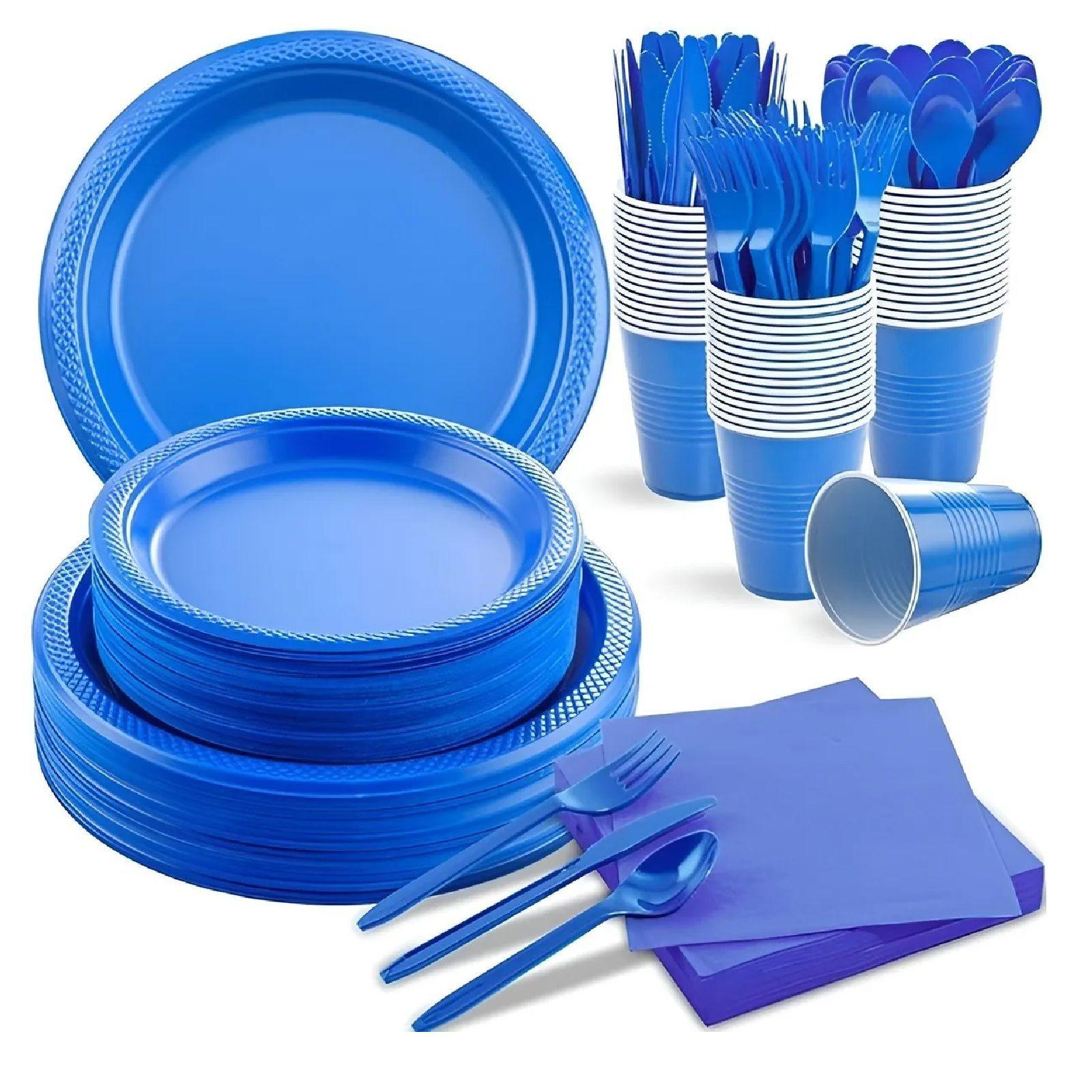Set Cumpleaños Vasos Servilletas Platos Desechables 20 P/p azul -5