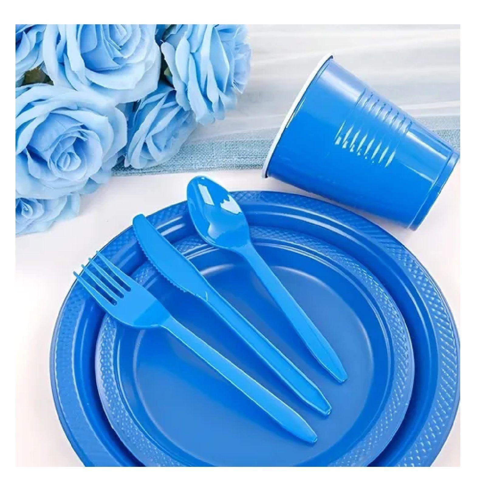 Set Cumpleaños Vasos Servilletas Platos Desechables 20 P/p azul -6