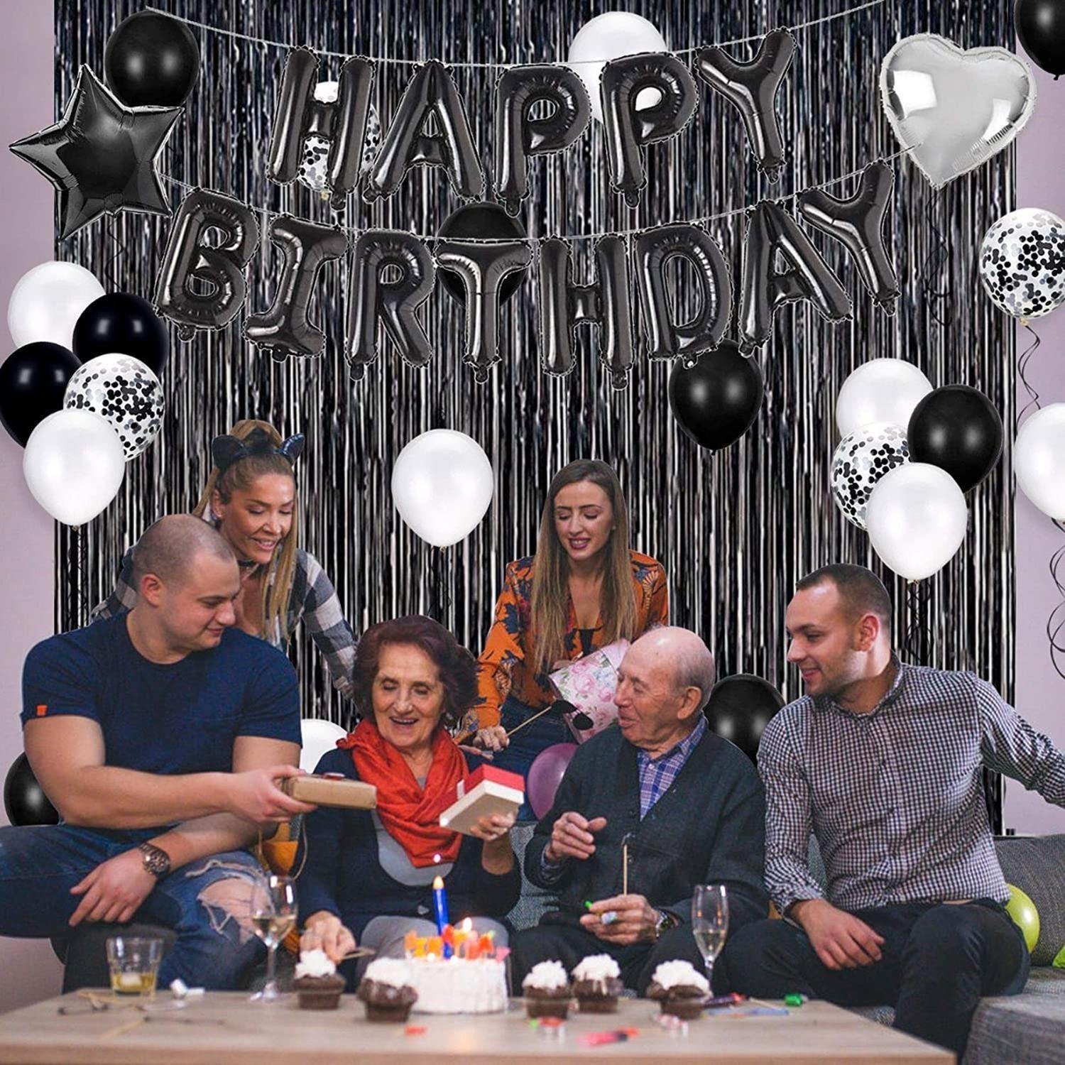 2 Cortina Negra Guirnalda Cumpleaños Guirnalda Cumpleaños 2m Negro Rectangular-3