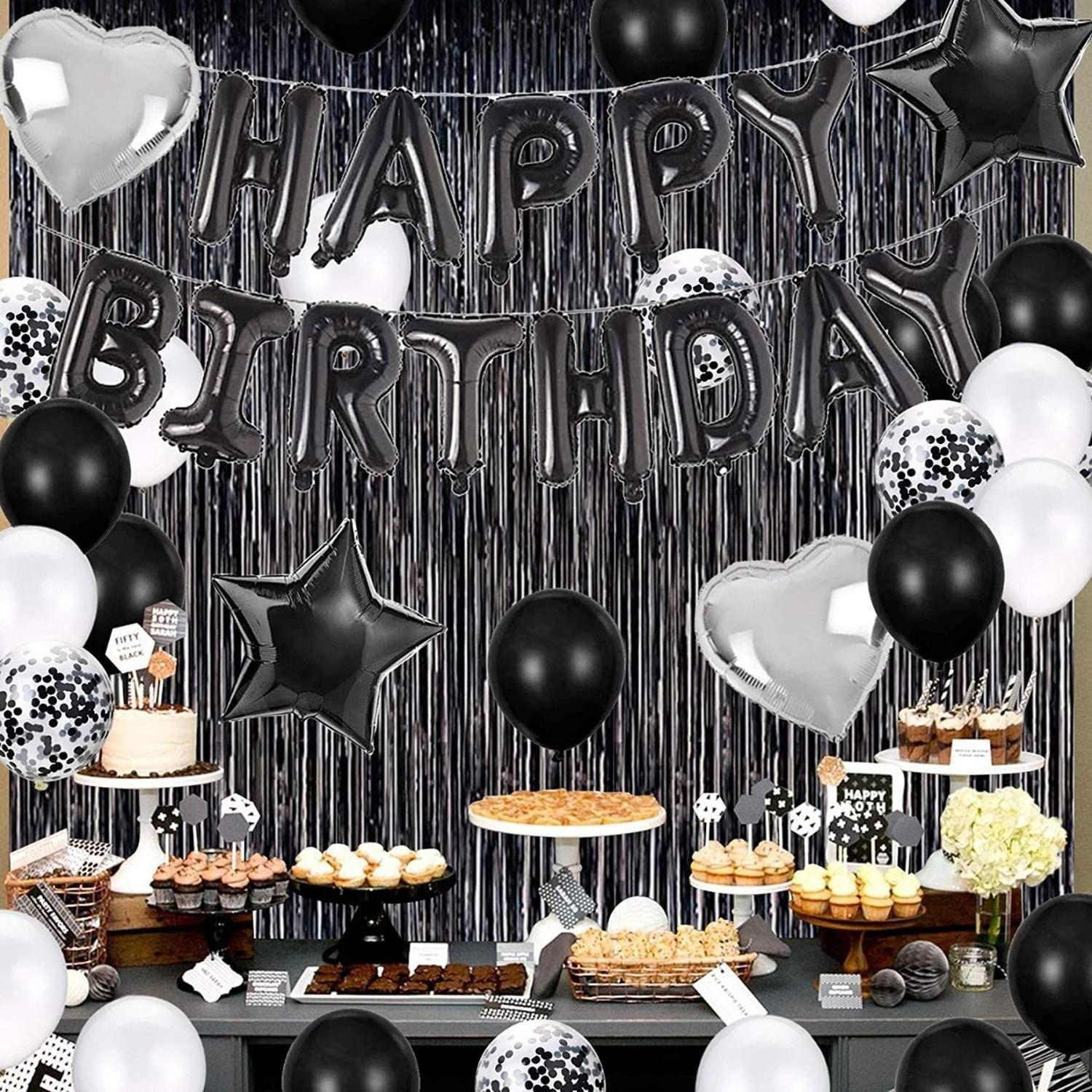 2 Cortina Negra Guirnalda Cumpleaños Guirnalda Cumpleaños 2m Negro Rectangular-5