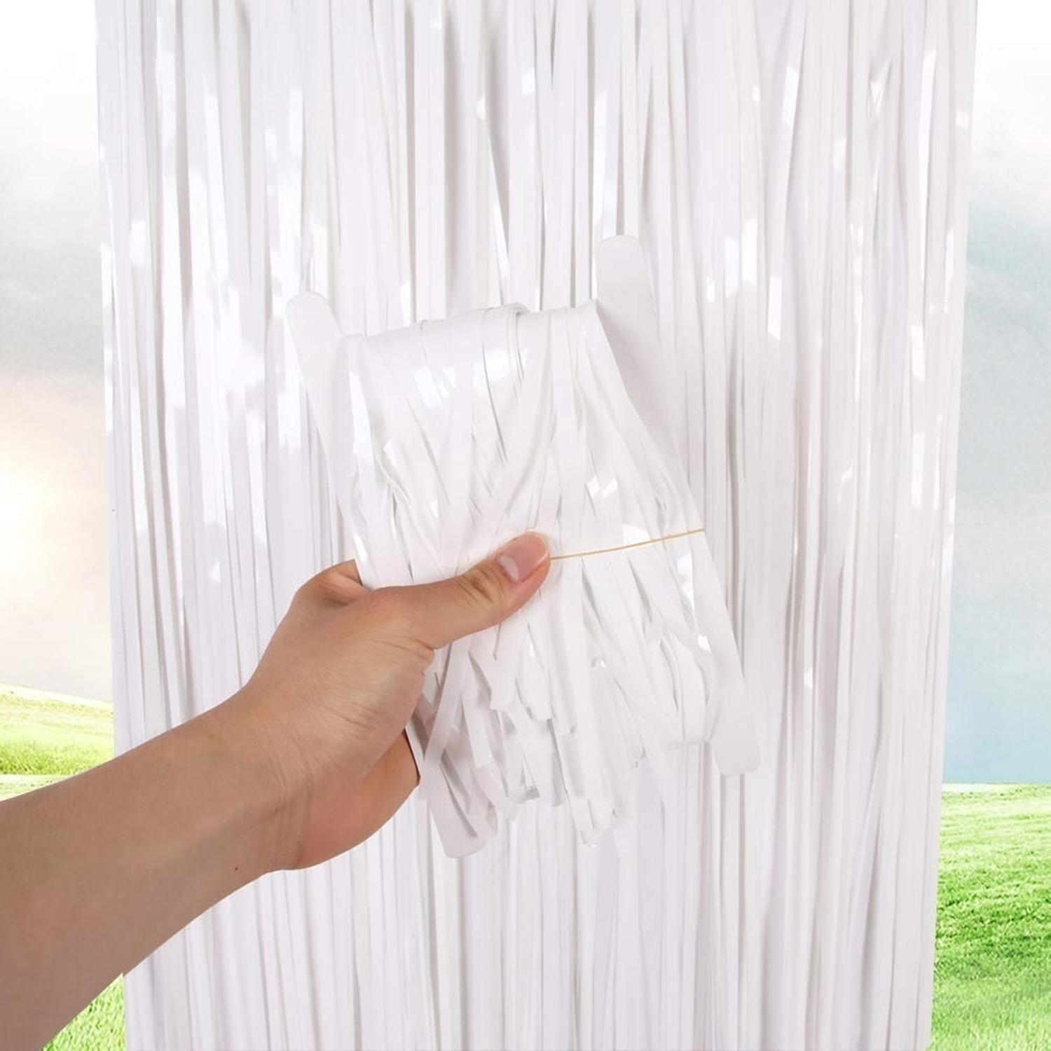 2 Cortinas Cumpleaños Guirnalda Cumpleaños Cortina Blanco 2m Blanco Rectangular-5