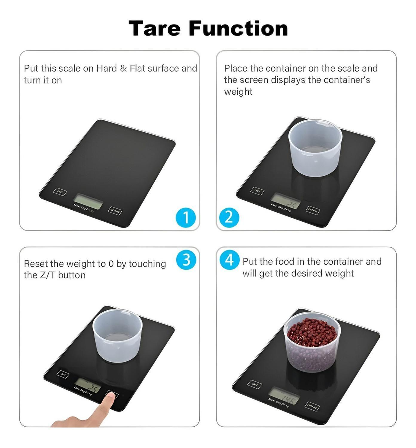 Gramera Digital Pesa Gramera Cocina Pesa Alimentos 5kg/0.01g Negro 5 Kg-3
