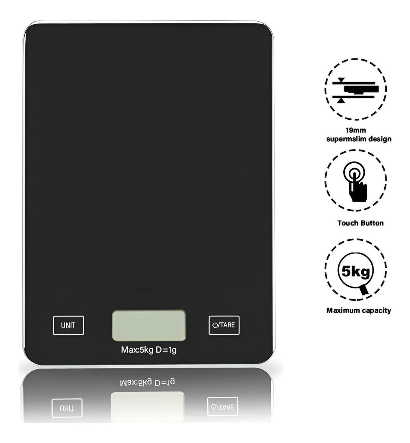 Gramera Digital Pesa Gramera Cocina Pesa Alimentos 5kg/0.01g Negro 5 Kg-7