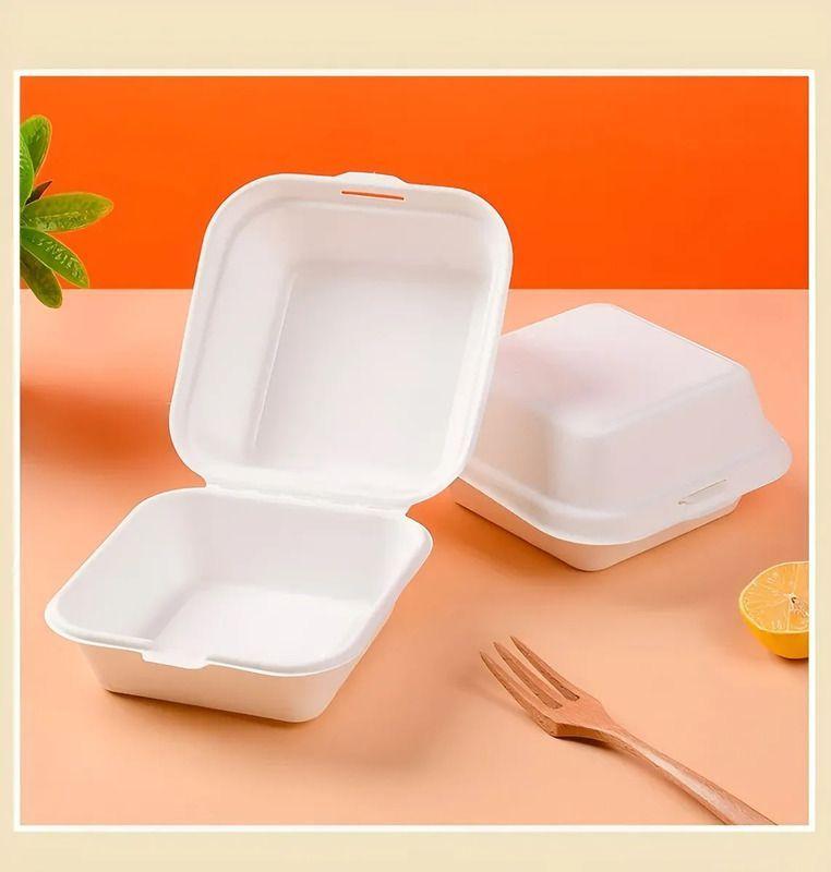 Bandeja Rectangular Plumavit Blanca Para Hamburguesa 16x16cm-3