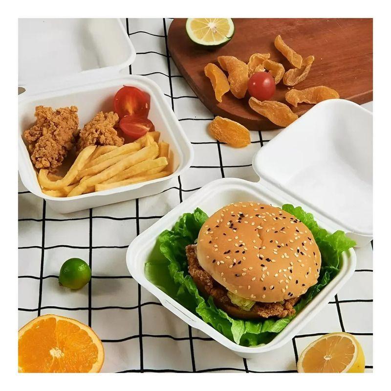 Bandeja Rectangular Plumavit Blanca Para Hamburguesa 16x16cm-7