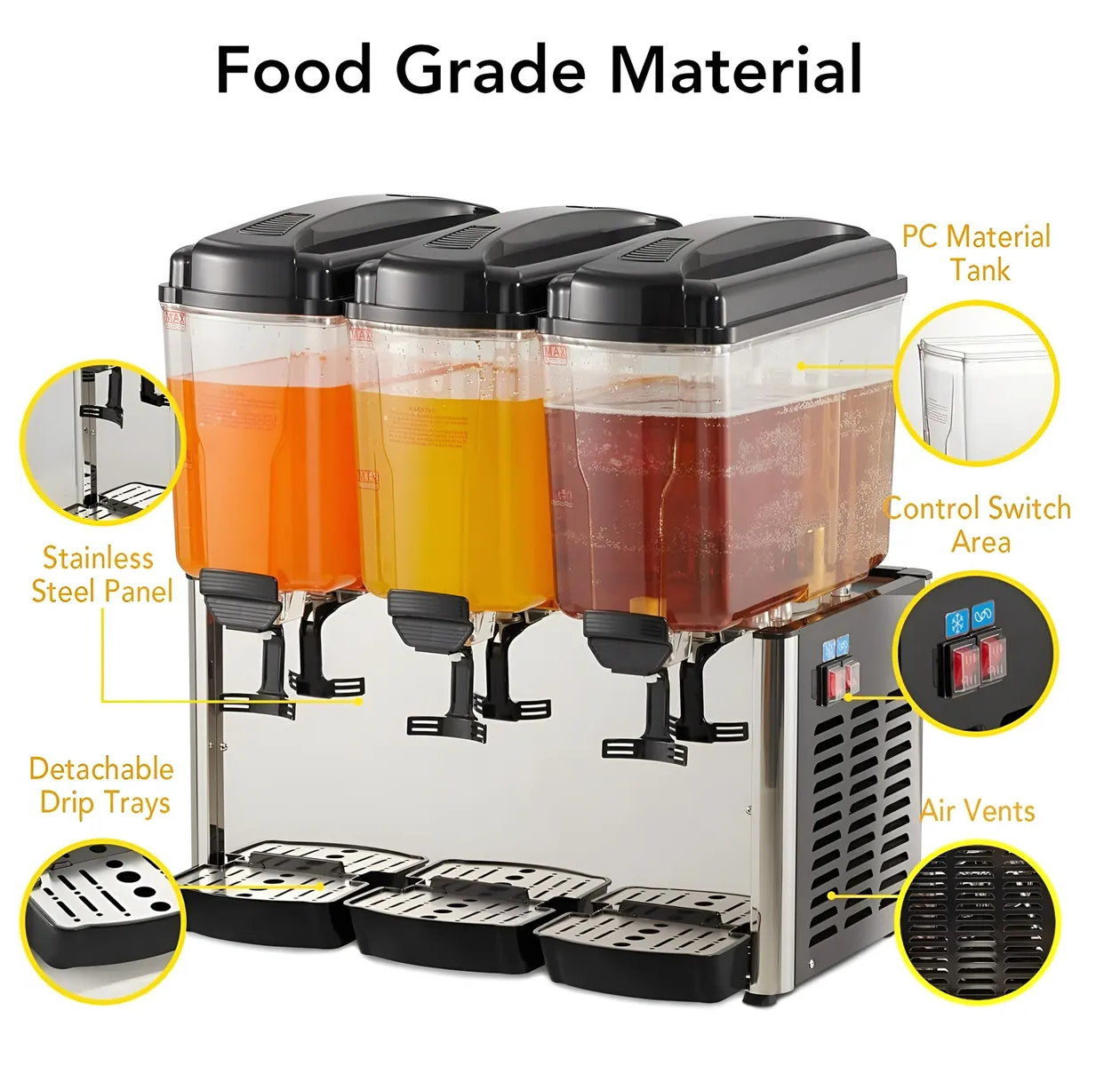 Dispensadores De Bebidas Frias Dispensador Electrico 3x18l Dispensador De Jugos Comercial Mezclador-5