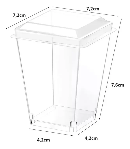40 Vasos Para Postres Set De Vasos Shot Postres C/tapa 220ml Transparente-2